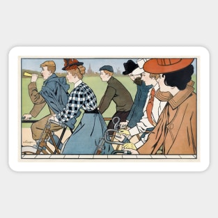 Hamers rijwielen cyclists print by Johann Georg van Caspel Sticker